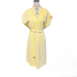 Vintage 70’s Yellow Nubby Knit Belted Dress.